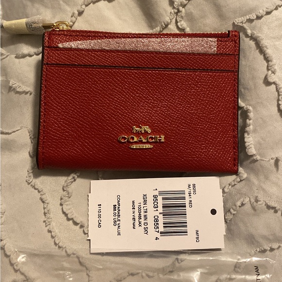 Coach red card holder, red 3 cards Brand new - Picture 1 of 8